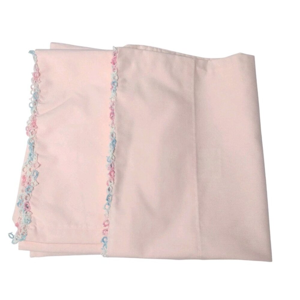 Vintage Pacific Miracale Crotchet Trim Standard Pillowcases 42 x 36 Pink READ